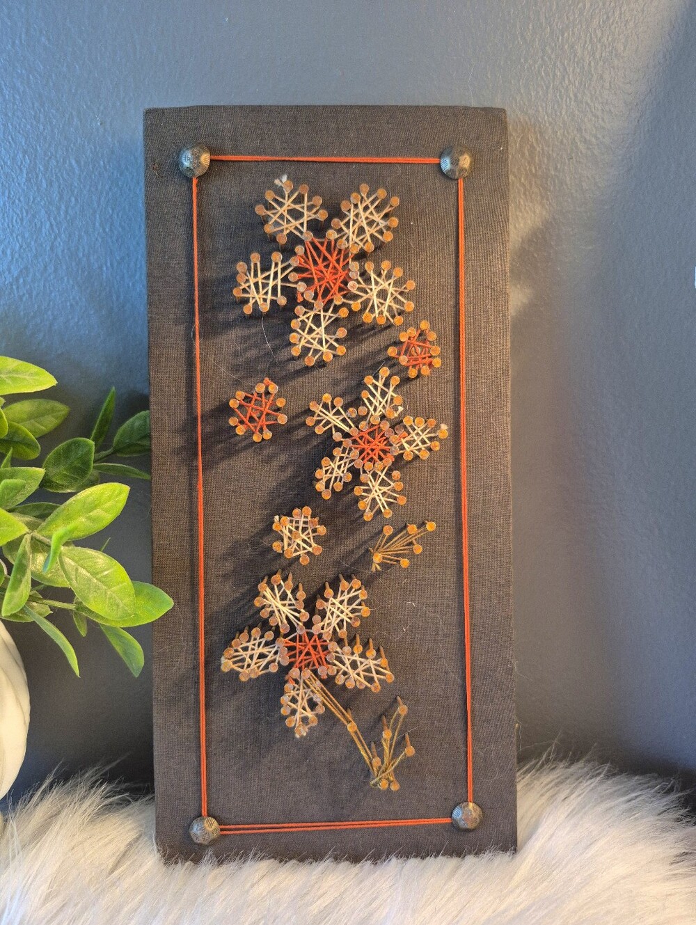 Beautiful Handmade Vintage Floral String Art Wall Hanging
